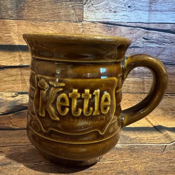 Vintage Kettle Restaurant Coffee Mug Brown Rustic Logo USA Country Home Cooking - Picture 1 of 6